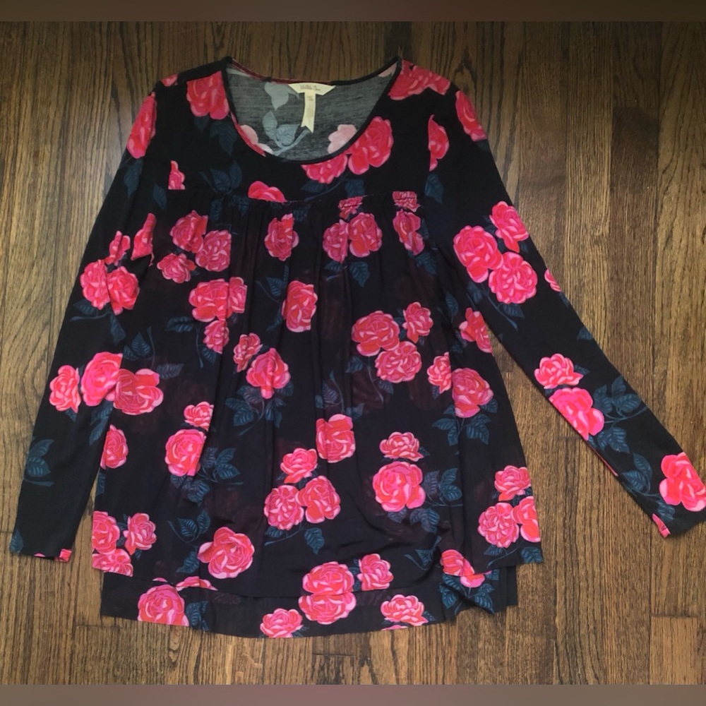 Matilda Jane Women’s Winter Bloom Rose Print Long Sleeve Tunic Top XS